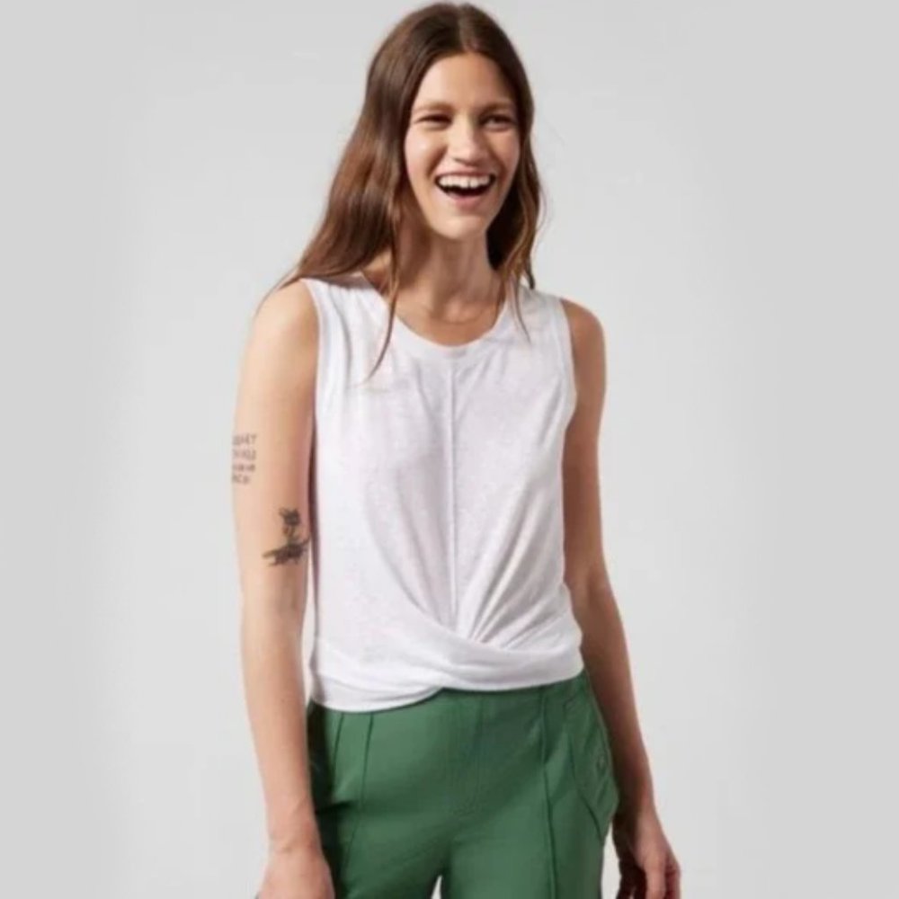 Athleta Essence Twist Front Opal Green Cropped Tank Top | XT2 Anti-Odor | S - Picture 10 of 11